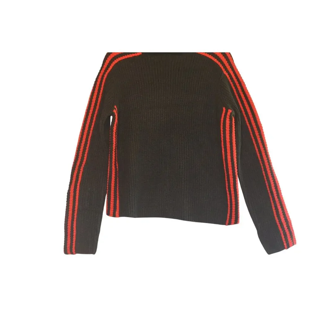Sanctuary Women's Striped Mock-Neck Long-Sleeve Sweater in Black Red Multi
